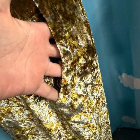 Anthropologie crushed velvet track pants in yellow green. XS - Picture 3 of 9